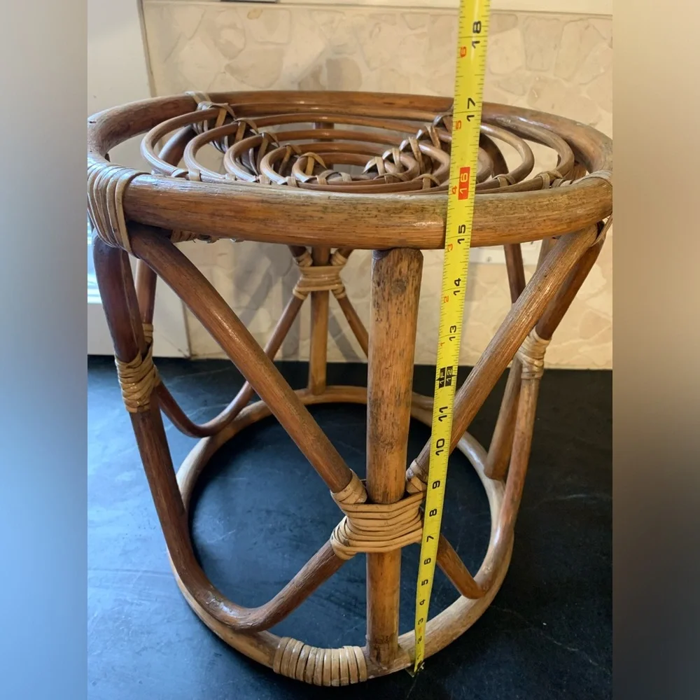 VINTAGE RATTAN STOOL | Side Table. Plant Stand. - Picture 5 of 5
